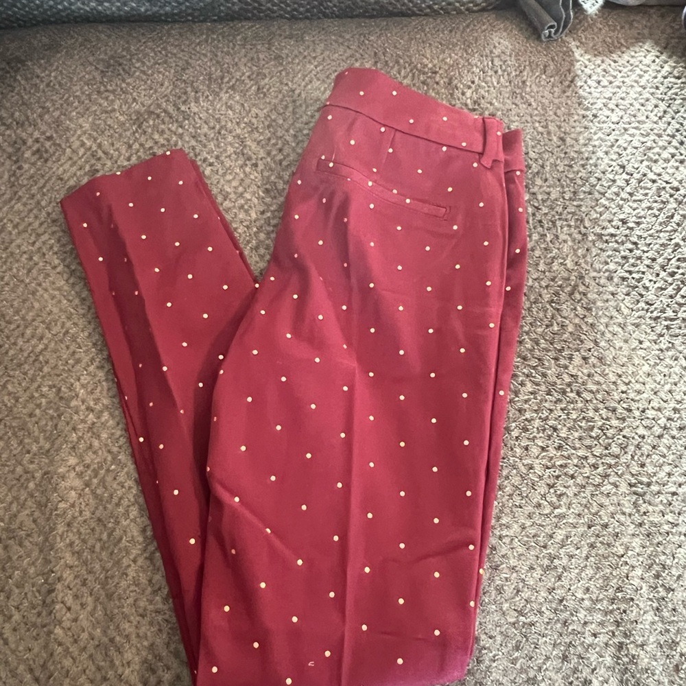 Old Navy Burgundy Pants with Gold Polka Dots